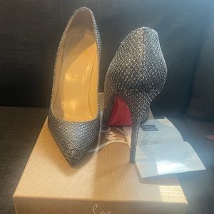 Christian louboutin silver pumps